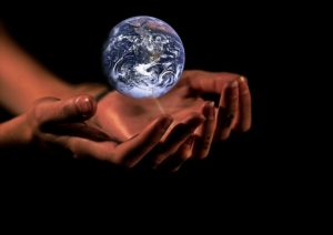Hands and globe