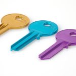 three assorted-color keys